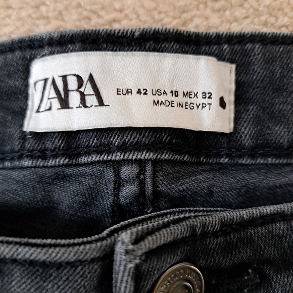 Zara Jeans Womens 10 The Skinny in Pearl Black Ankle Length Frayed Hem - Picture 6 of 13